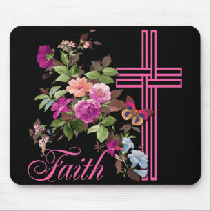 FLOWERS AND FAITH MOUSE PAD
