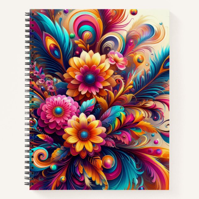 Flowers and Feathers Deluxe Notebook (Front)
