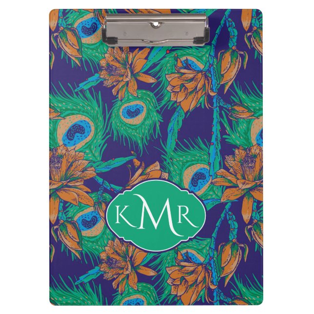 Flowers And Feathers | Monogram Clipboard (Front)
