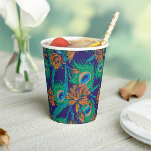 Flowers And Feathers Paper Cups