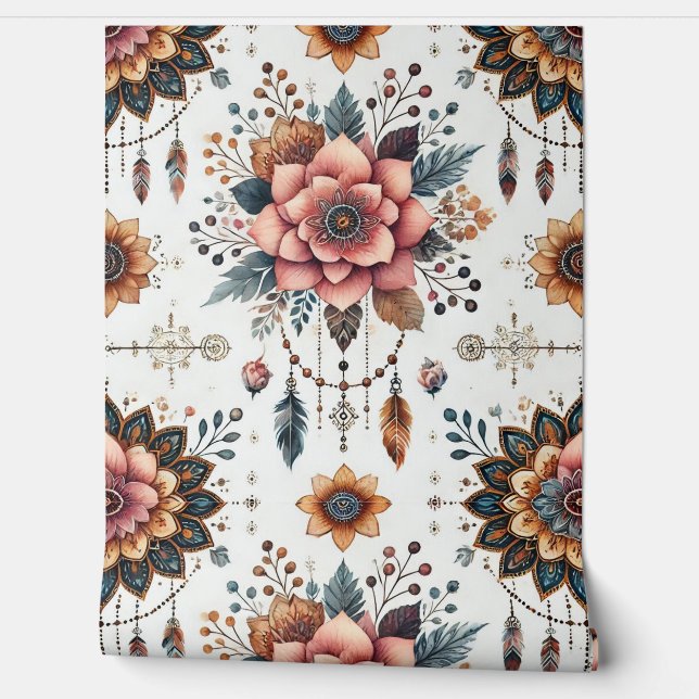 Flowers and Feathers Wallpaper (Unrolling)