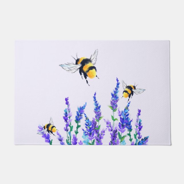Flowers and Flying Bees Doormat Spring (Front)