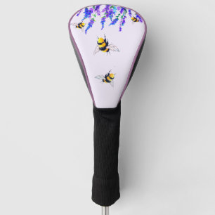 Flowers and Flying Bees Golf Head Cover