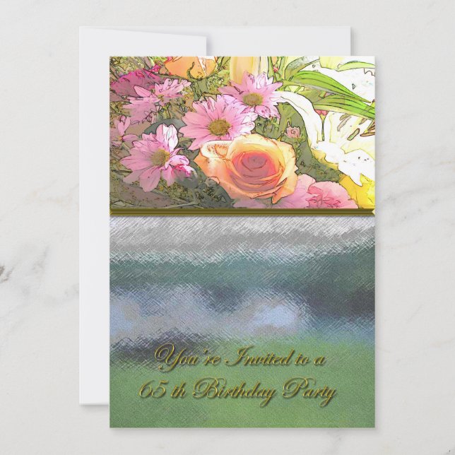 Flowers and Fog 65th Birthday Invitation (Front)