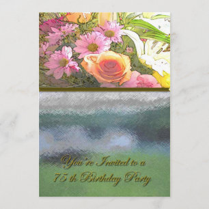 Flowers and Fog 75th Birthday Invitation