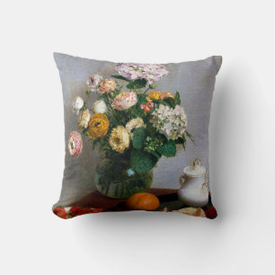 Flowers and Fruit, Henri Fantin-Latour Cushion
