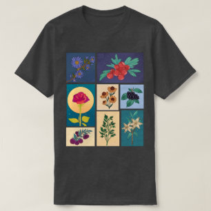 Flowers and Fruits Vintage Postage Stamps T-Shirt