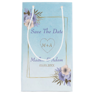 Flowers And Gold Frame Small Gift Bag