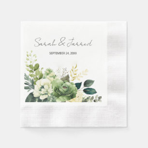 Flowers And Greenery Wedding Napkin