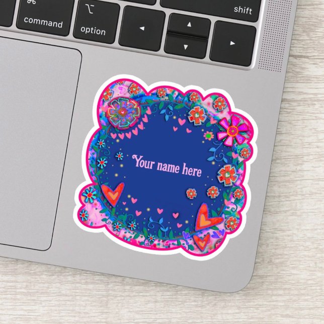 Flowers and Hearts Blue Boho Inspirivity Sticker (Creator Uploaded)