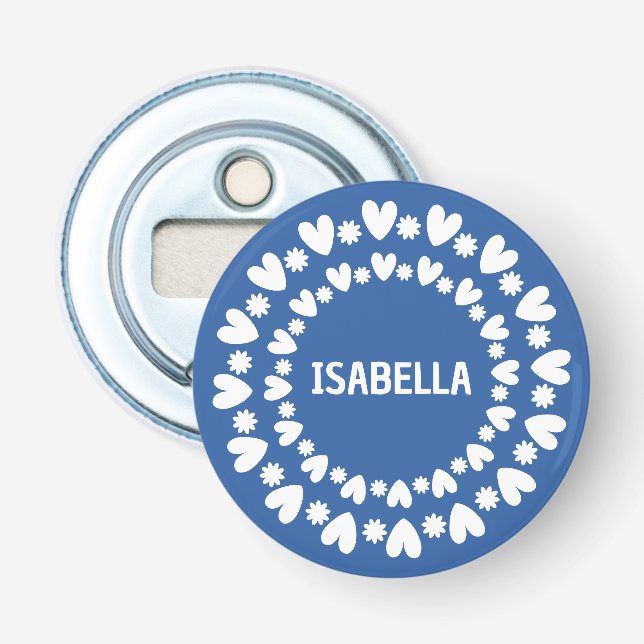 Flowers And Hearts Bottle Opener (Front)