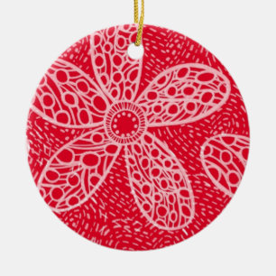 Flowers and Hearts Ceramic Tree Decoration