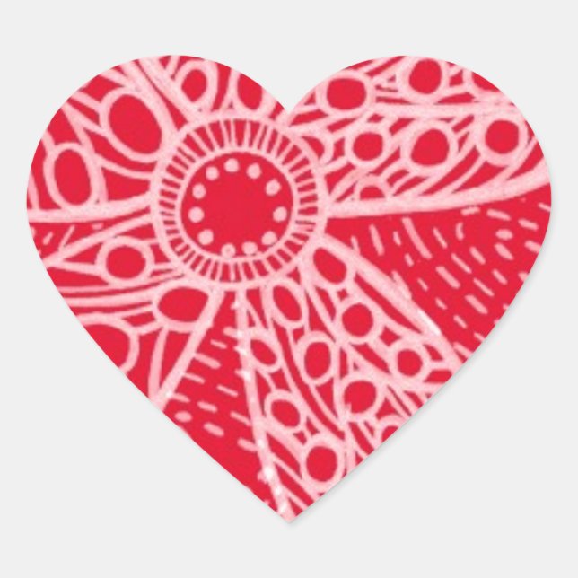 Flowers and Hearts Heart Sticker (Front)