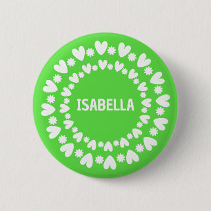 Flowers And Hearts Name 6 Cm Round Badge