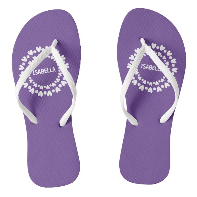 Flowers And Hearts Name Jandals (Footbed)