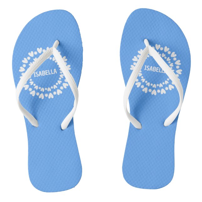 Flowers And Hearts Name Jandals (Footbed)