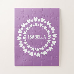 Flowers And Hearts Name Jigsaw Puzzle