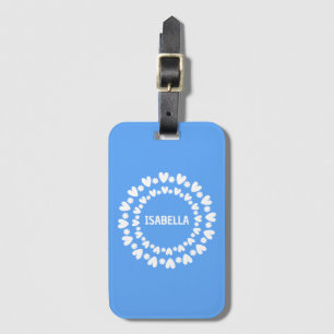 Flowers And Hearts Name Luggage Tag