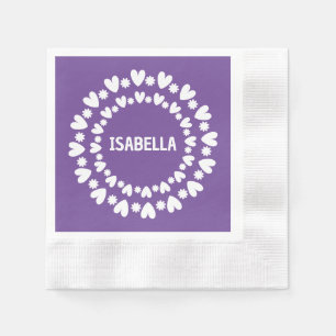 Flowers And Hearts Name Napkin