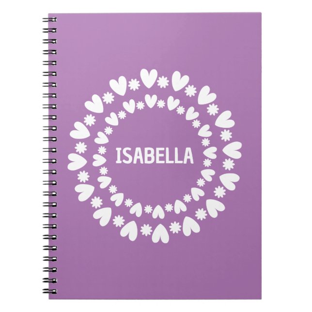 Flowers And Hearts Name Notebook (Front)