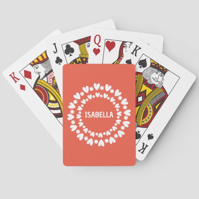Flowers And Hearts Name Playing Cards (Back)