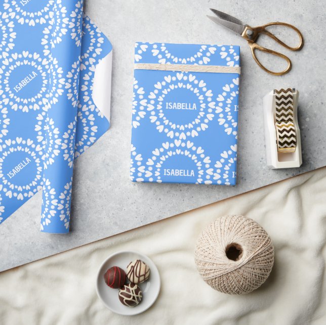 Flowers And Hearts Name Wrapping Paper (Crafts)