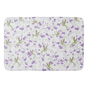 Flowers and Hummingbirds Bath Mat