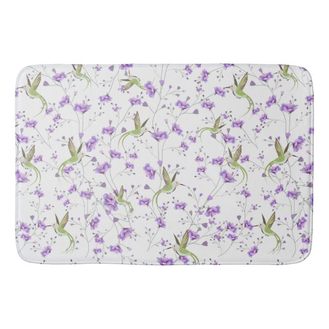 Flowers and Hummingbirds Bath Mat (Front)