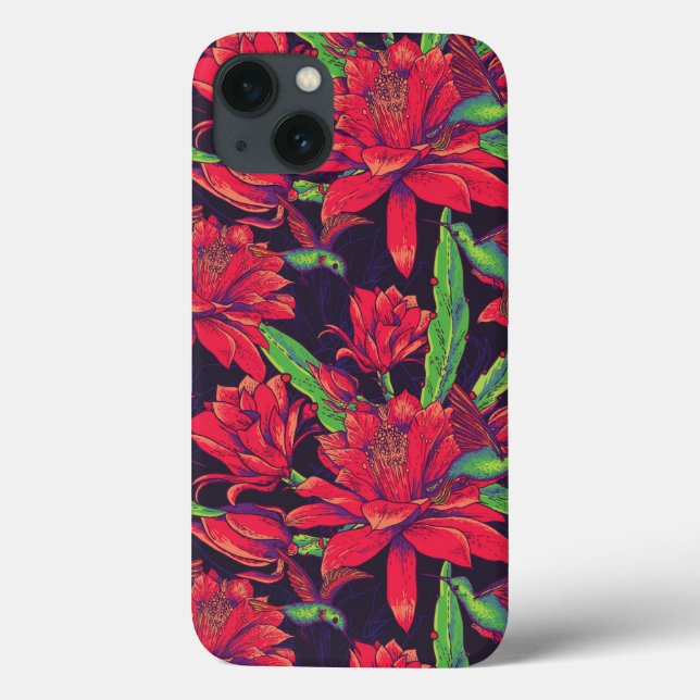 Flowers And Hummingbirds Case-Mate iPhone Case (Back)