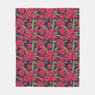 Flowers And Hummingbirds Fleece Blanket