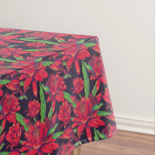 Flowers And Hummingbirds Tablecloth