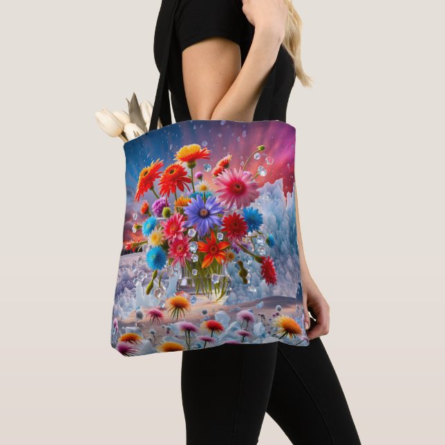 Flowers and Ice Crystals Tote Bag (Close Up)