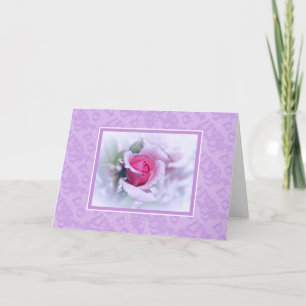 Flowers And Lace Blank Note Card Pretty Pink Rose