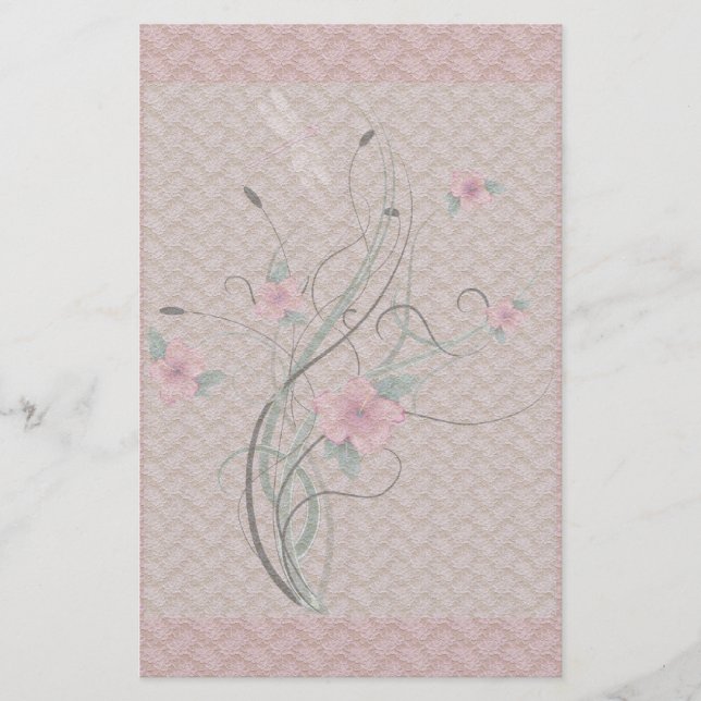 Flowers and Lace Stationery (Front)