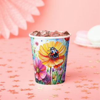Flowers and Ladybugs Paper Cups