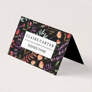 Flowers and Leaves Bloom Pattern Business Card
