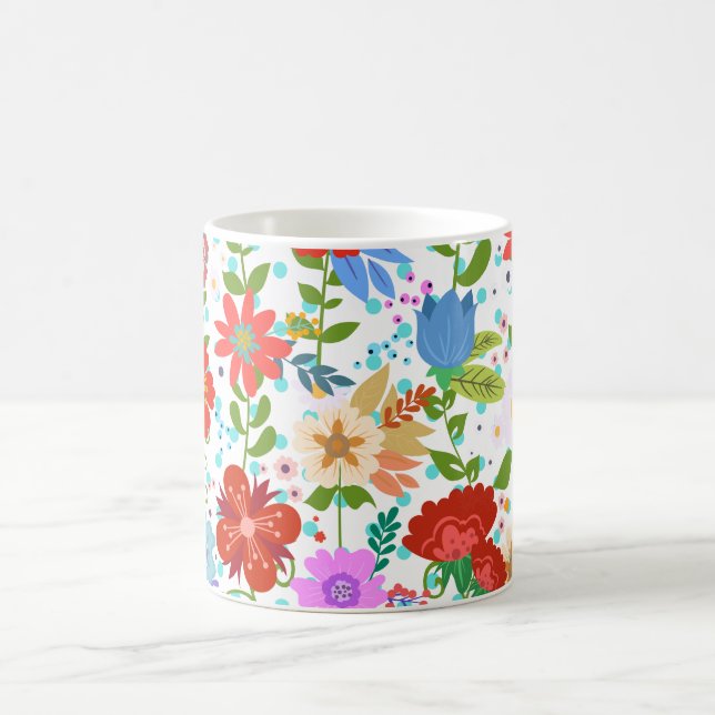 Flowers And Leaves Coffee Mug (Center)