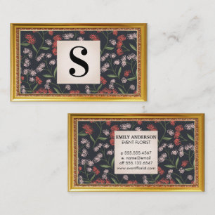 Flowers and Leaves Decorative Antique Frame Business Card