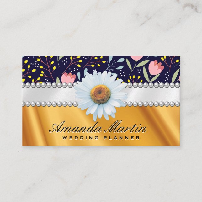 Flowers and Leaves Decorative Pattern Drapery Business Card (Front)