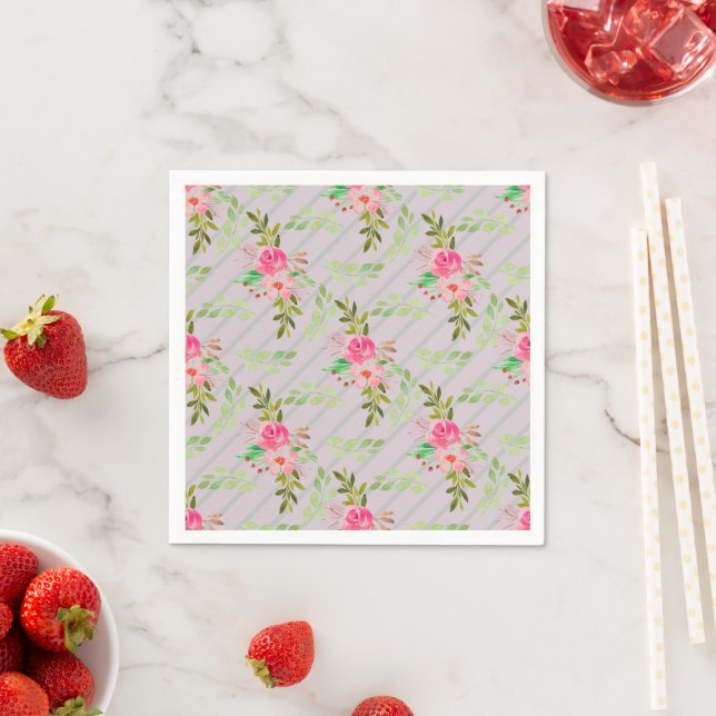 Flowers And Leaves Paper Napkins (Insitu)
