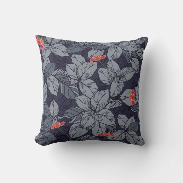 Flowers and leaves patternpattern, tropical, abstr cushion (Front)