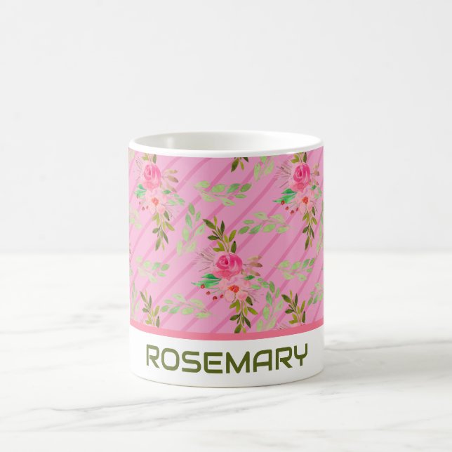 Flowers And Leaves Personalised Coffee Mug (Center)
