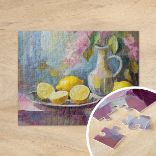 Flowers and Lemons Modern Still Life Jigsaw Puzzle