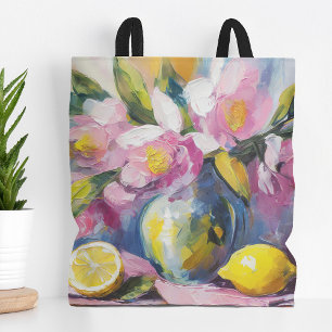 Flowers and Lemons Modern Still Life Tote Bag