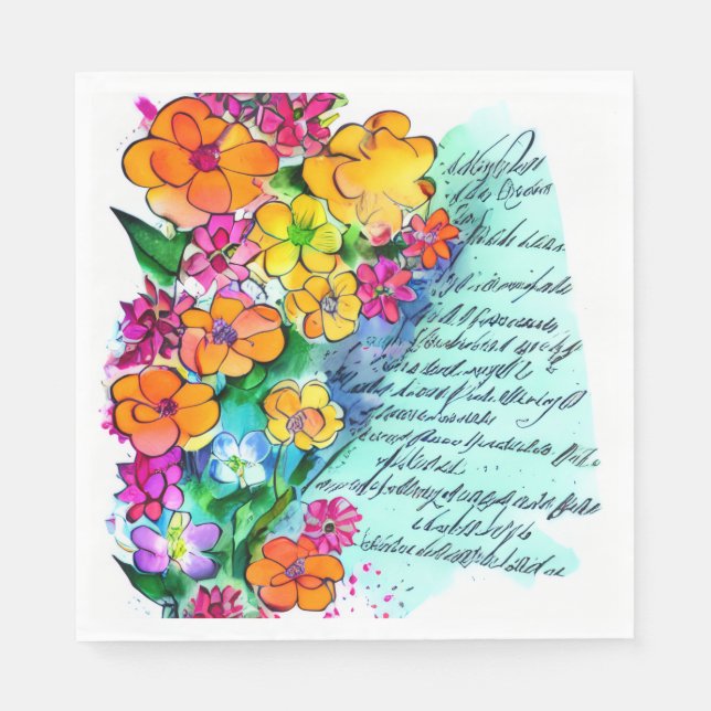 Flowers and Letters Napkin (Front)