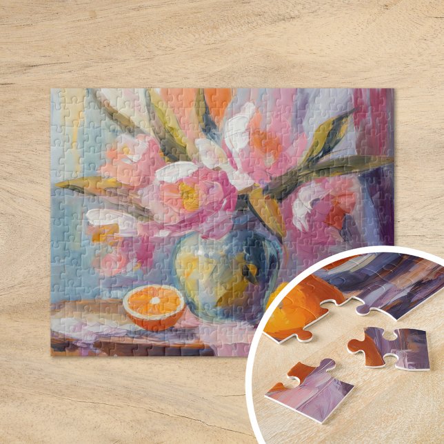Flowers and Oranges Modern Still Life Jigsaw Puzzle (Creator Uploaded)