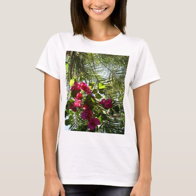 Flowers and Palm Tree T-Shirt (Front)