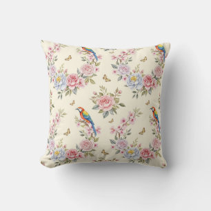 Flowers and Paradise Birds by Natasha Us Cushion