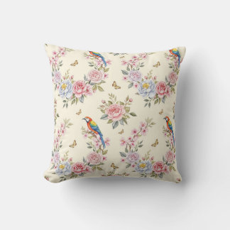Flowers and Paradise Birds by Natasha Us   Cushion