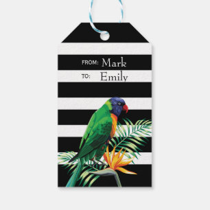 Flowers And Parrot Pattern Gift Tags